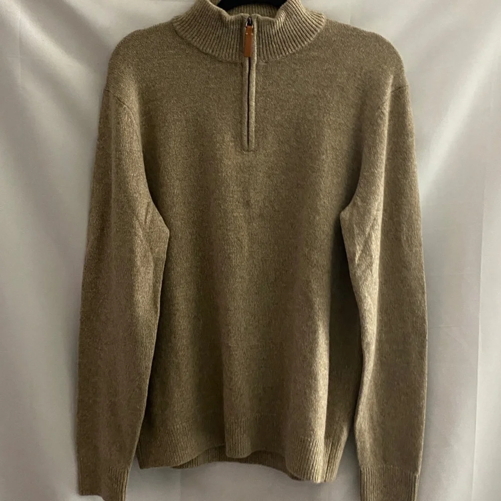 Banana Republic‎ Men's Tan ZipUp Sweater 80% MERINO WOOL BLEND GOOD CONDITION